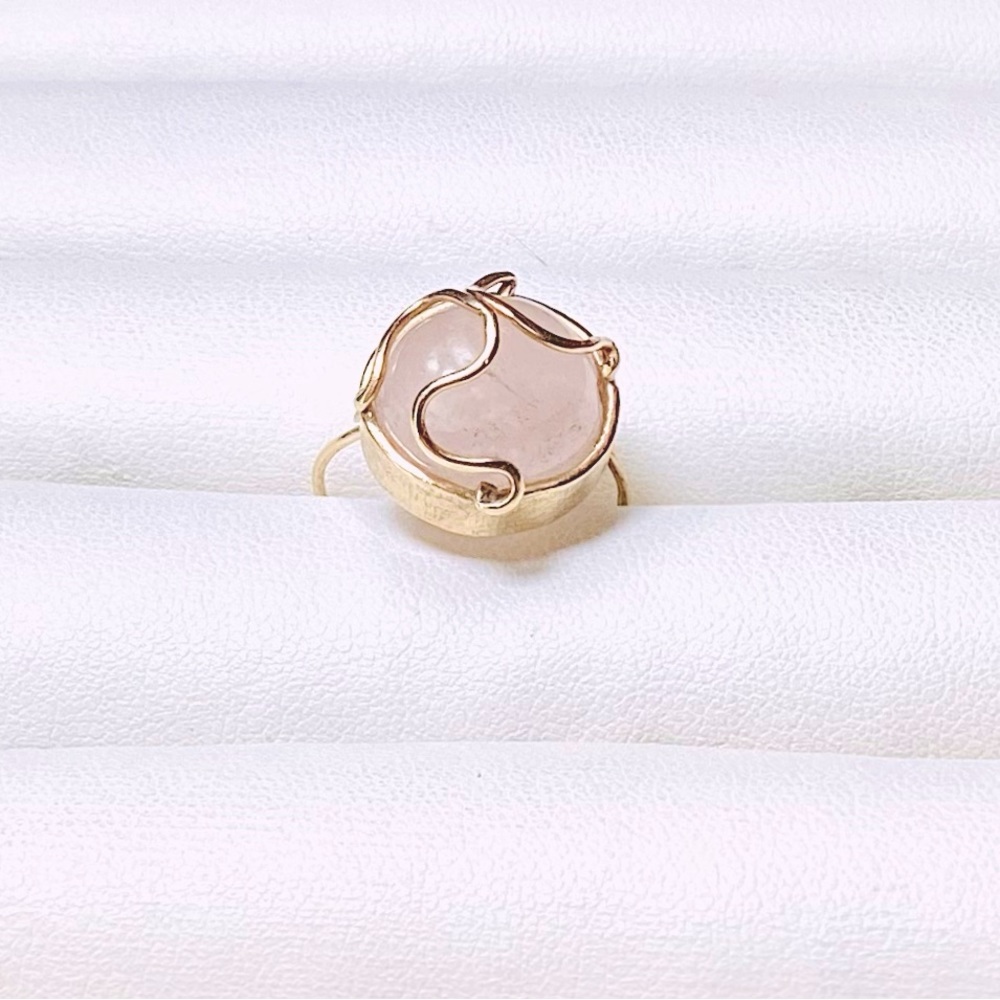 ROSE QUARTZ SPHERE RING - Picture 7 of 7